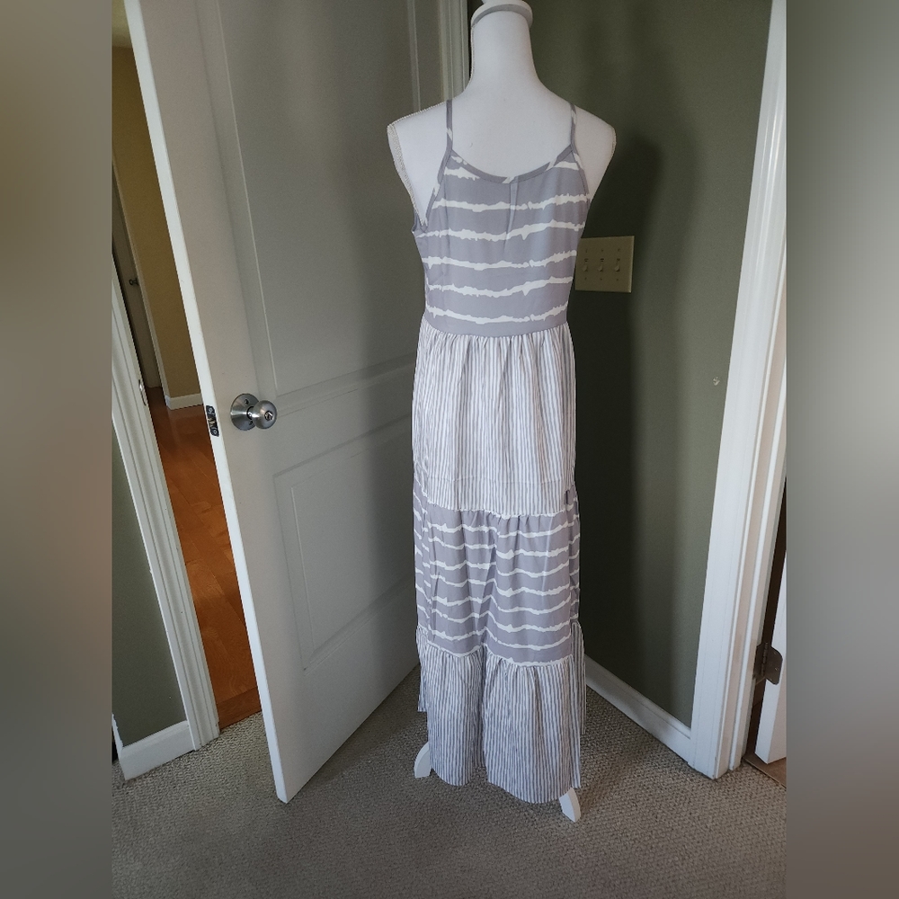 Grey Tie Dye Spaghetti Strap Summer Maxi Dress - Picture 11 of 13